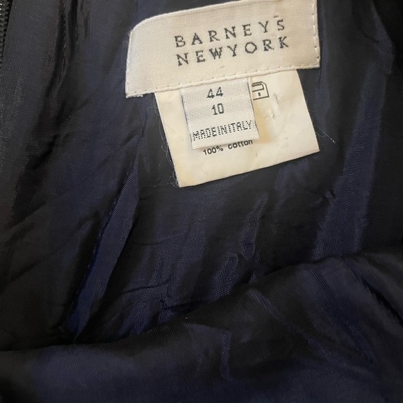 Barneys New York 100% Cotton Blue White Stripe Leaf Print Midi Dress 10 - Picture 3 of 5